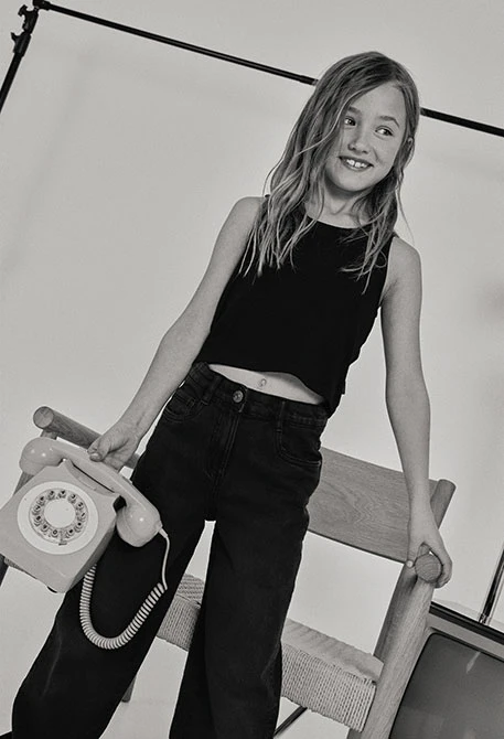 Pantalons nena denim elàstic negre