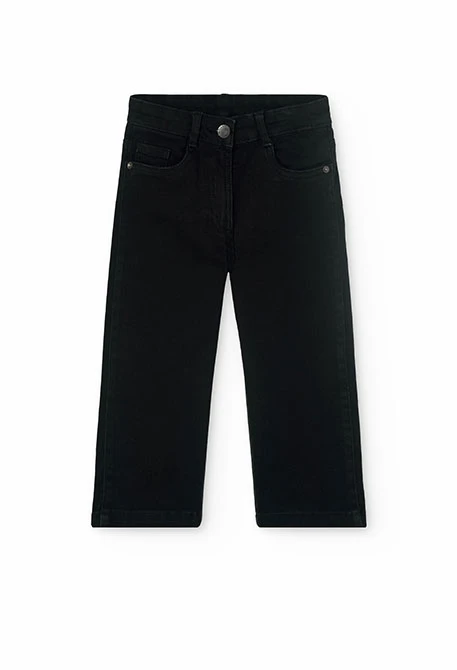 Pantaloni bambina in denim elastico neri