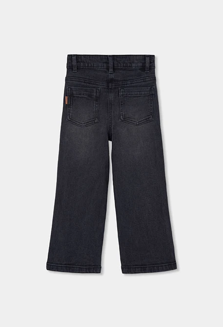 Pantaloni bambina in denim elastico neri