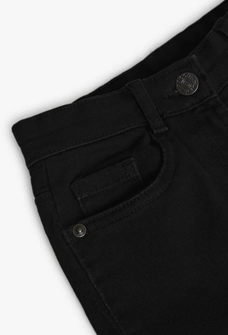 Pantalon fille en denim élastique noir