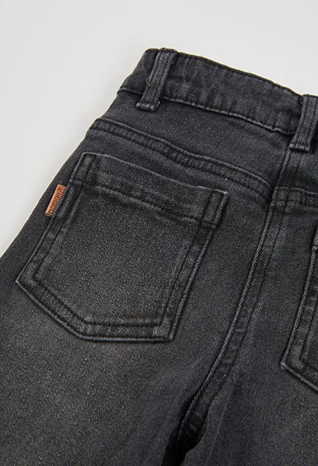Pantalon fille en denim élastique noir
