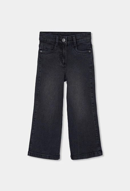 Pantalón niña denim elástico negro