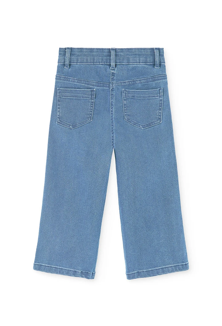 Pantalon fille en denim stretch bleach