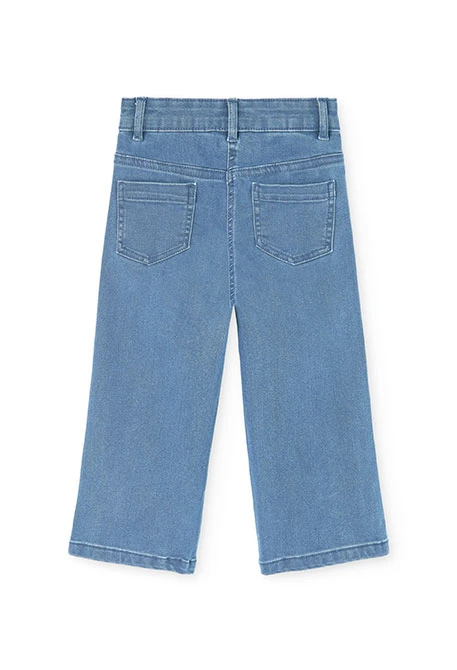 Pantaloni bambina in denim elasticizzato bleach