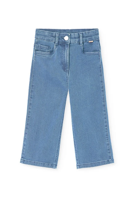 Pantaloni bambina in denim elasticizzato bleach