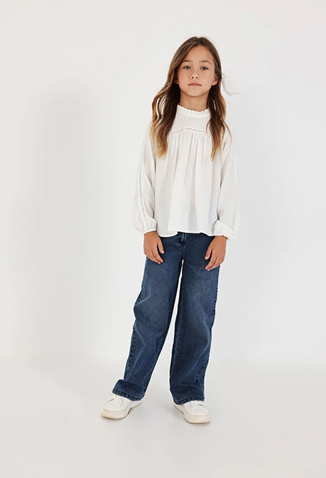 Pantalons nena denim elàstic blau