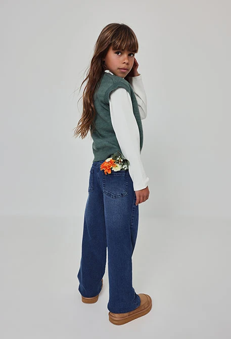 Mädchen-Stretch-Denimhose in Blau