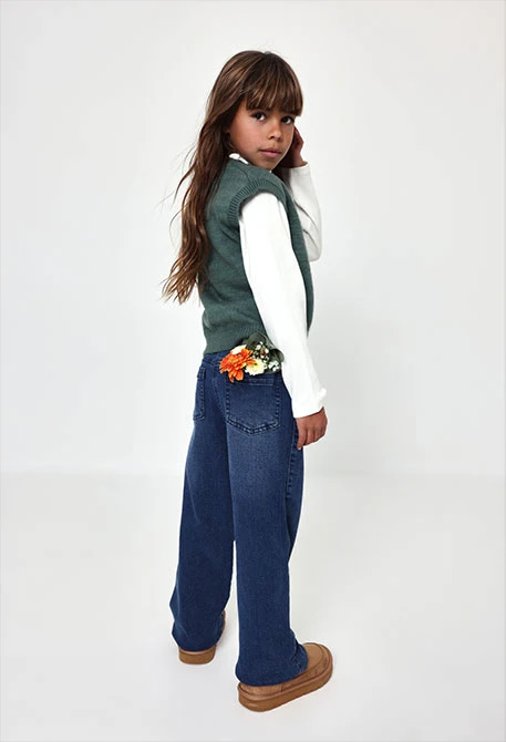 Mädchen-Stretch-Denimhose in Blau