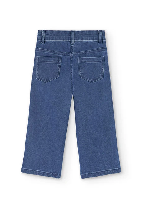 Pantaloni bambina in denim elasticizzato blu