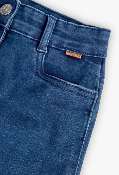 Pantalon fille en denim stretch bleu