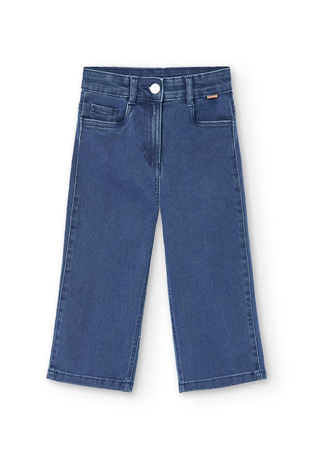 Pantalón niña denim elástico azul