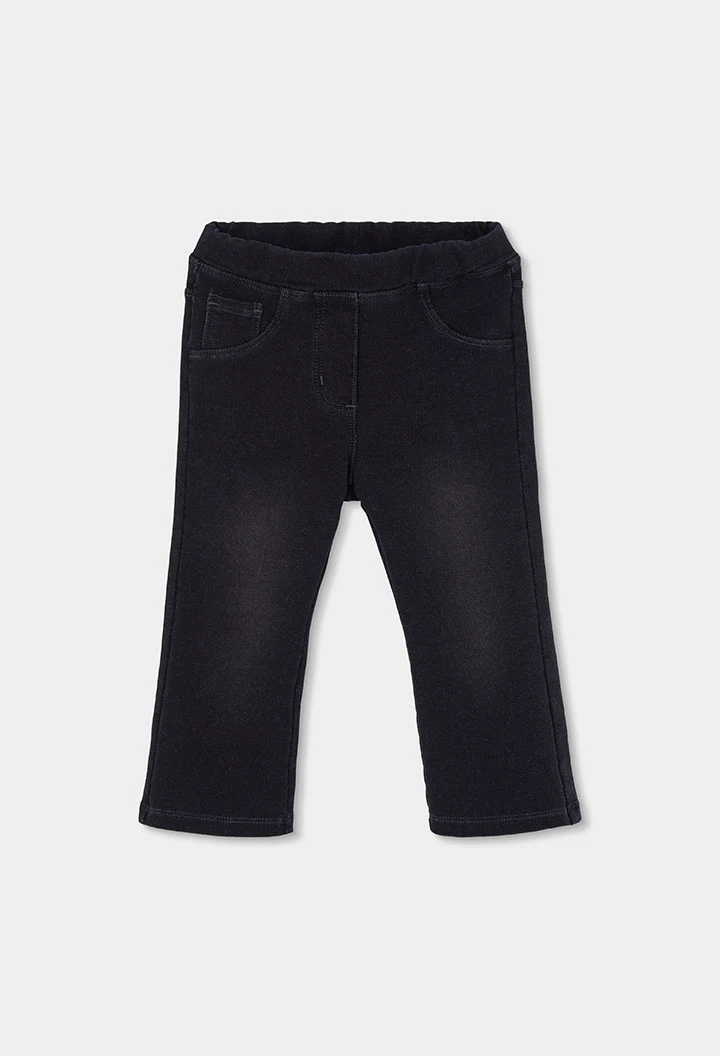 Pantalon molleton denim fille noir