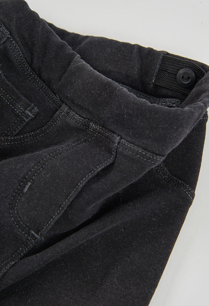 Pantalon molleton denim fille noir