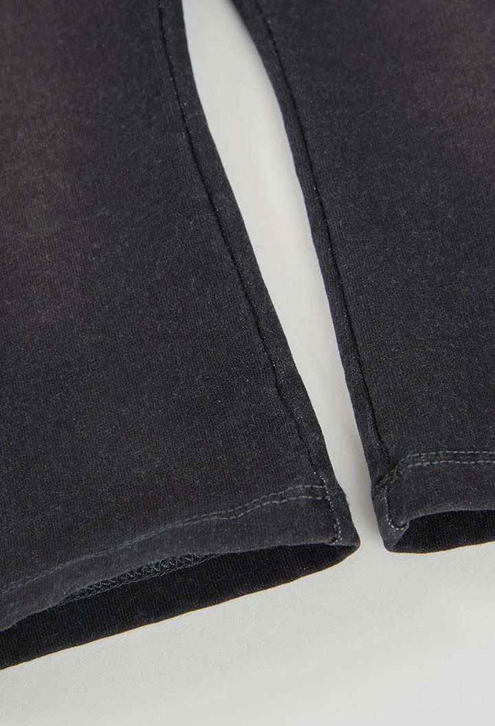 Pantalon molleton denim fille noir