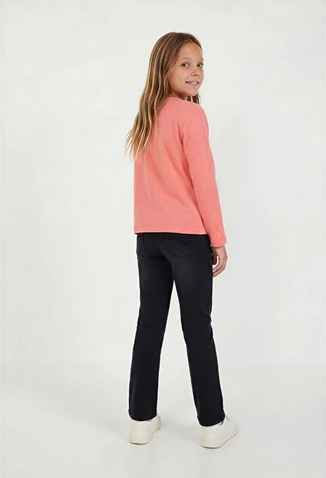 Pantalón felpa denim niña negro