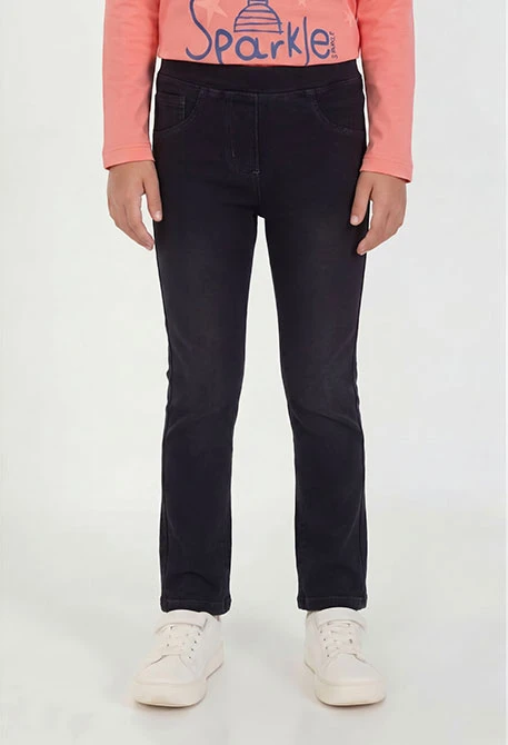 Pantalon molleton denim fille noir