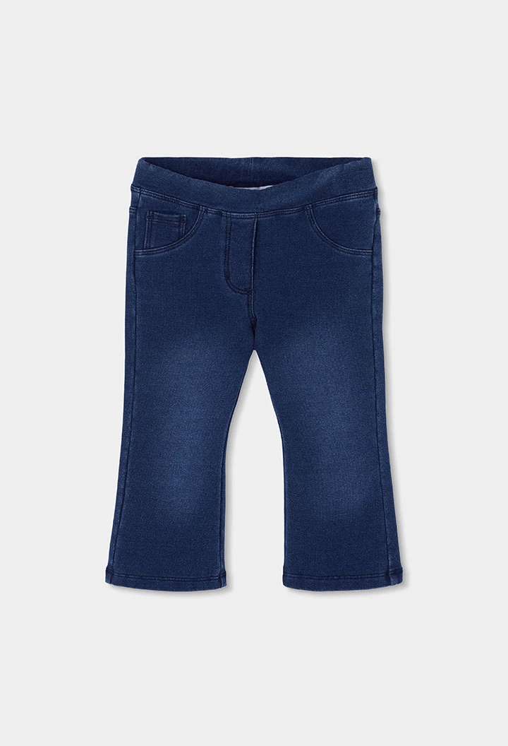 Pantalon molleton denim fille bleu évasé