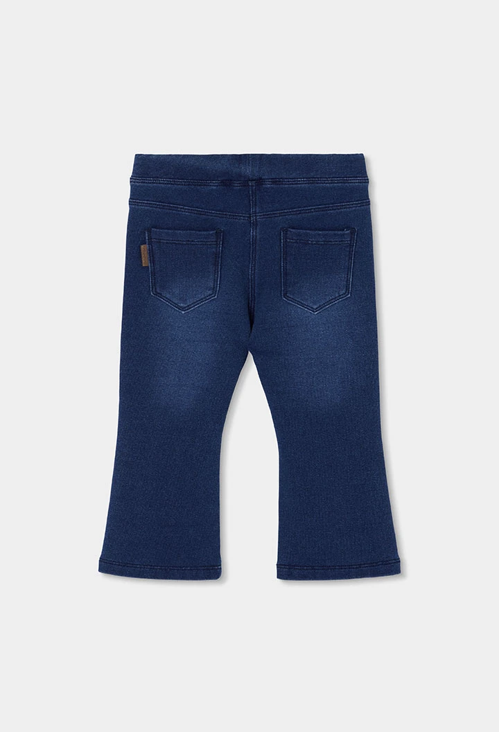 Pantalon molleton denim fille bleu évasé