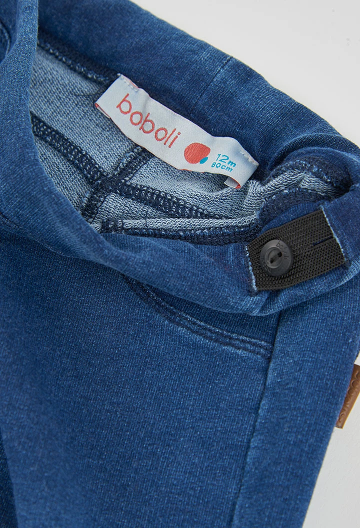 Pantalon molleton denim fille bleu évasé