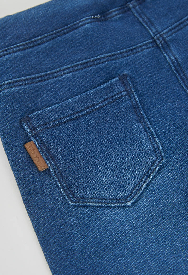 Pantalon molleton denim fille bleu évasé