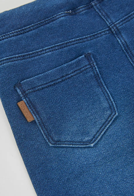 Pantalon molleton denim fille bleu évasé