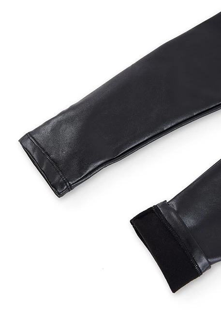 Black faux leather leggings