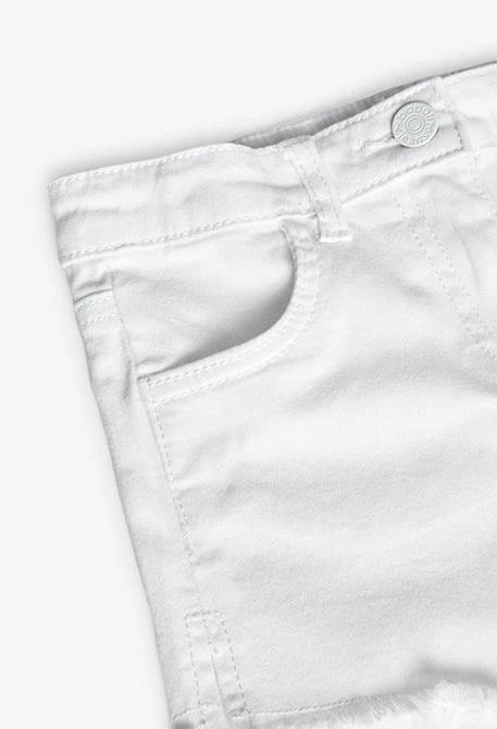 Short de sarga elástica para niña en color blanco