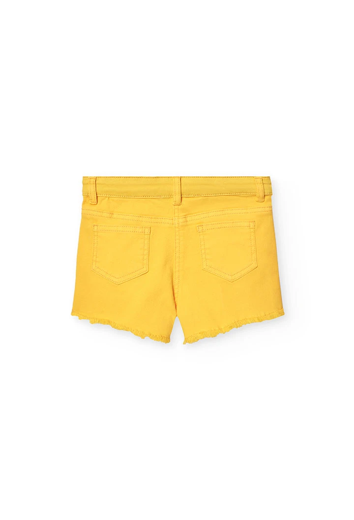 Shorts en sergé extensible pour fille de couleur jaune