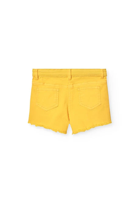 Shorts de sarga elástica para niña en color amarillo