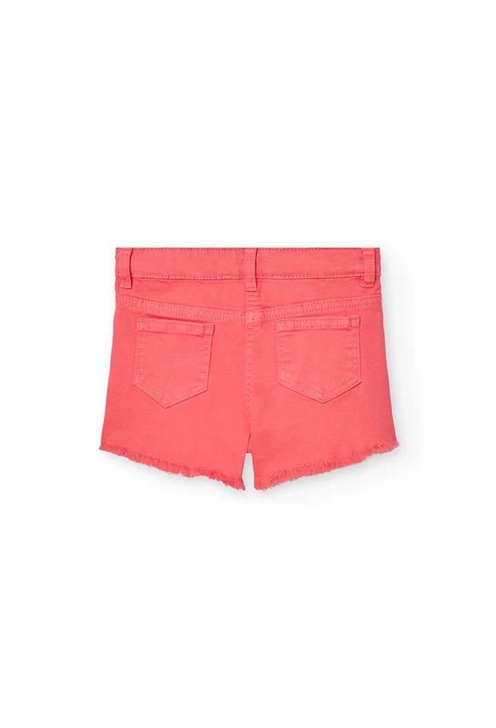 Girl\'s stretch twill shorts in strawberry colour.