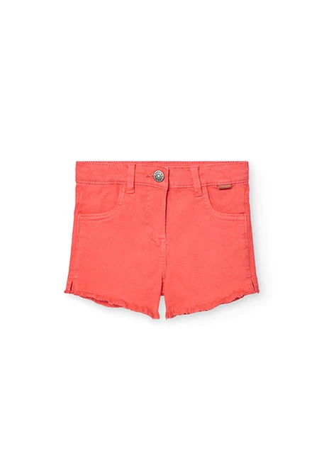 Short de sarga elástica para niña en color fresa