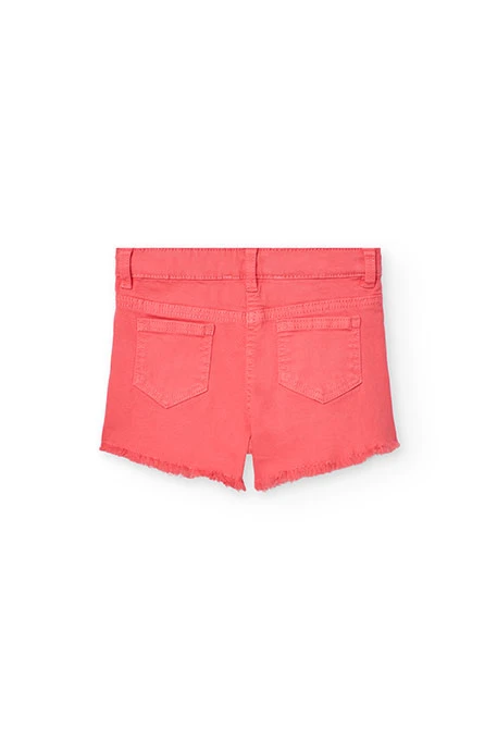 Short de sarga elástica para niña en color fresa