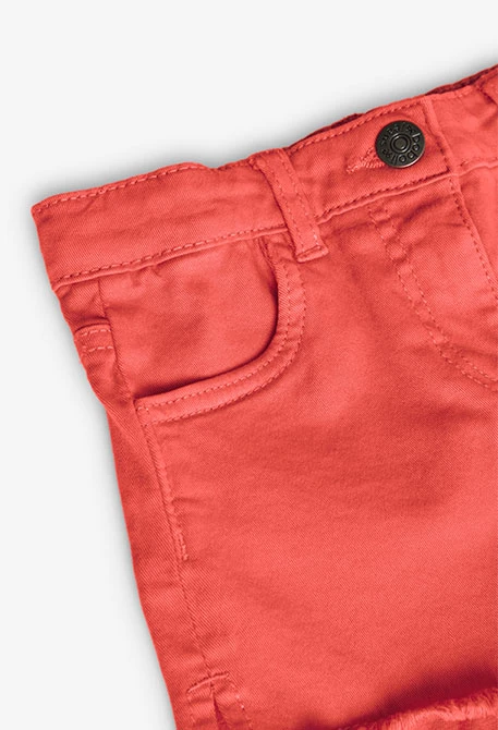 Short de sarga elástica para niña en color fresa