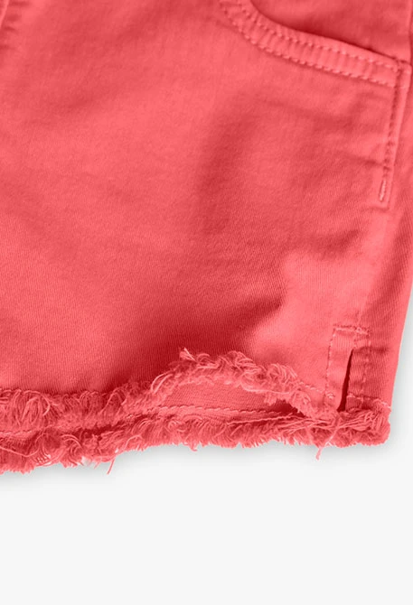 Short de sarga elástica para niña en color fresa