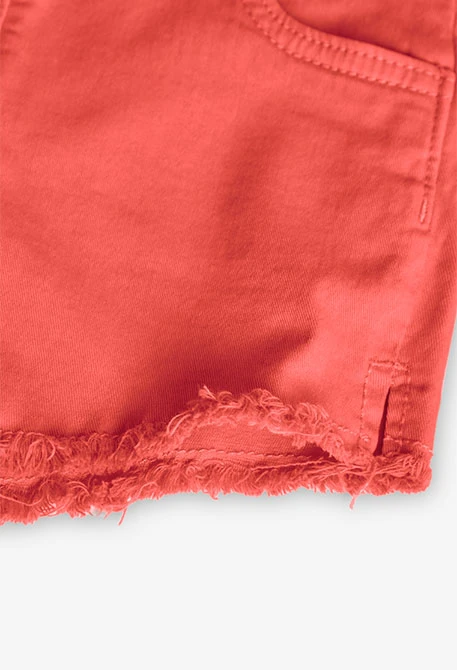 Short de sarga elástica para niña en color fresa