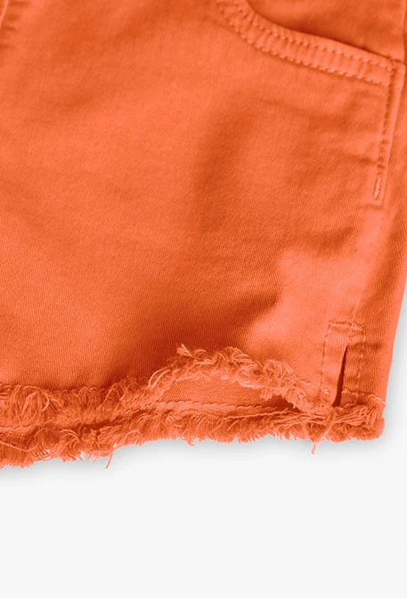 Short de sarga elástica para niña en color fresa