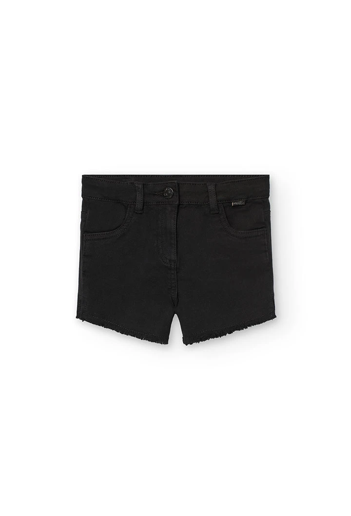 Elastischer Twill-Shorts für Mädchen in Schwarz