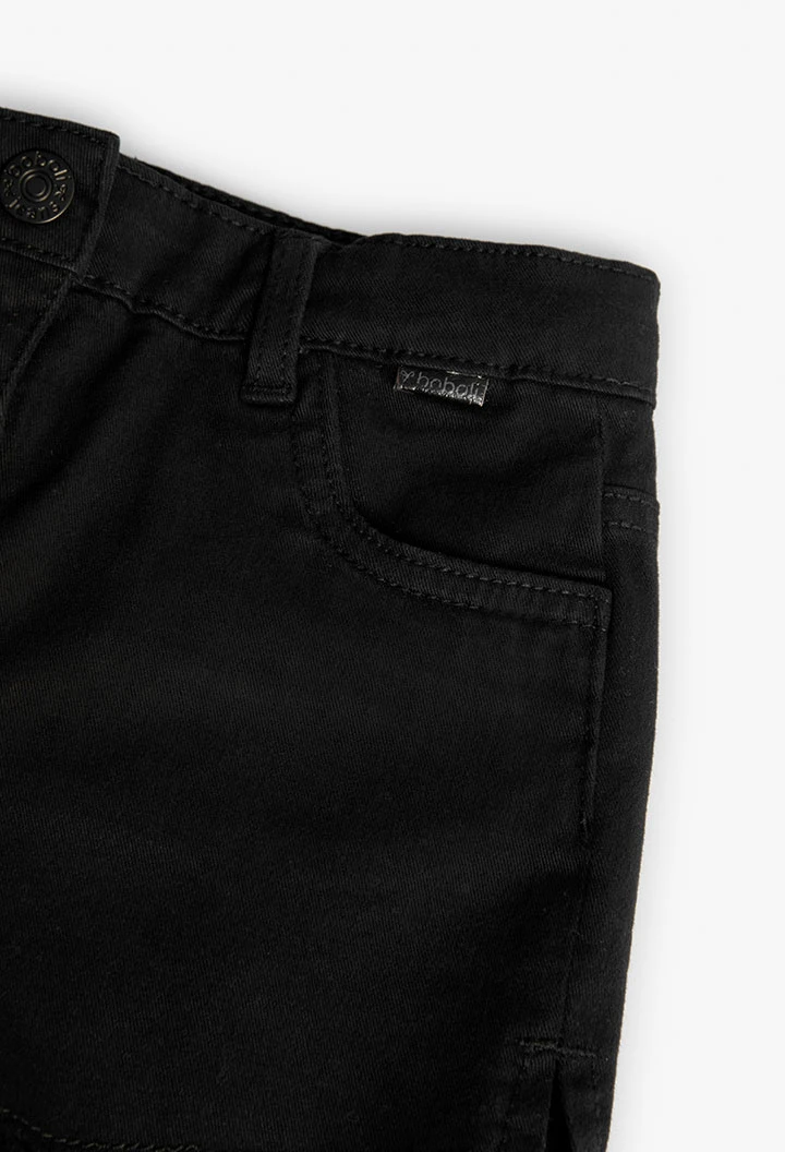 Elastischer Twill-Shorts für Mädchen in Schwarz