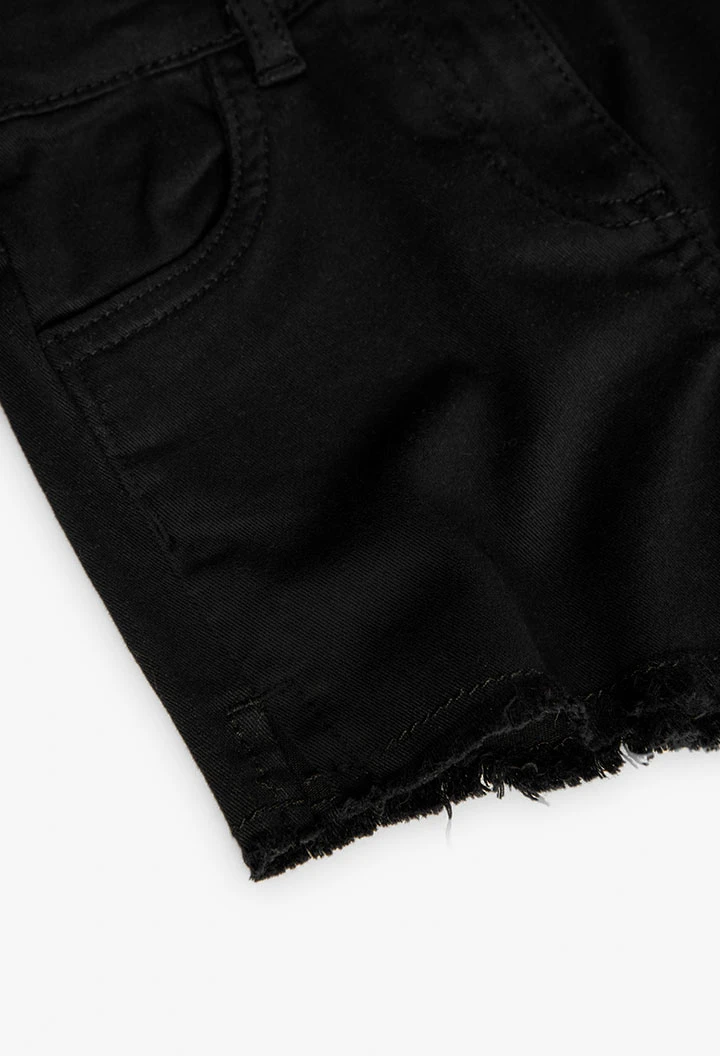 Elastischer Twill-Shorts für Mädchen in Schwarz