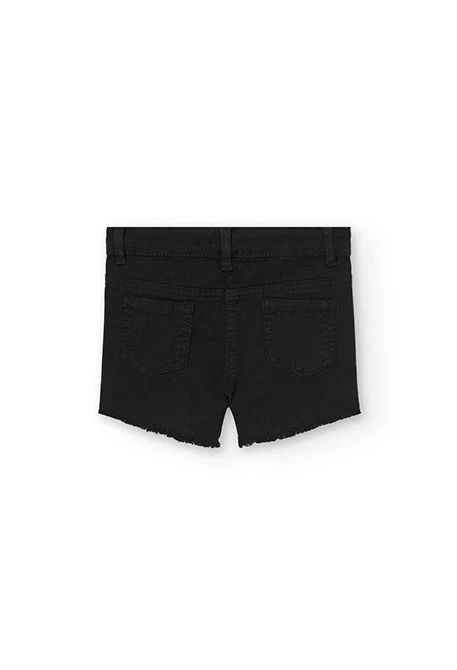 Short de sarga elástica para niña en color negro