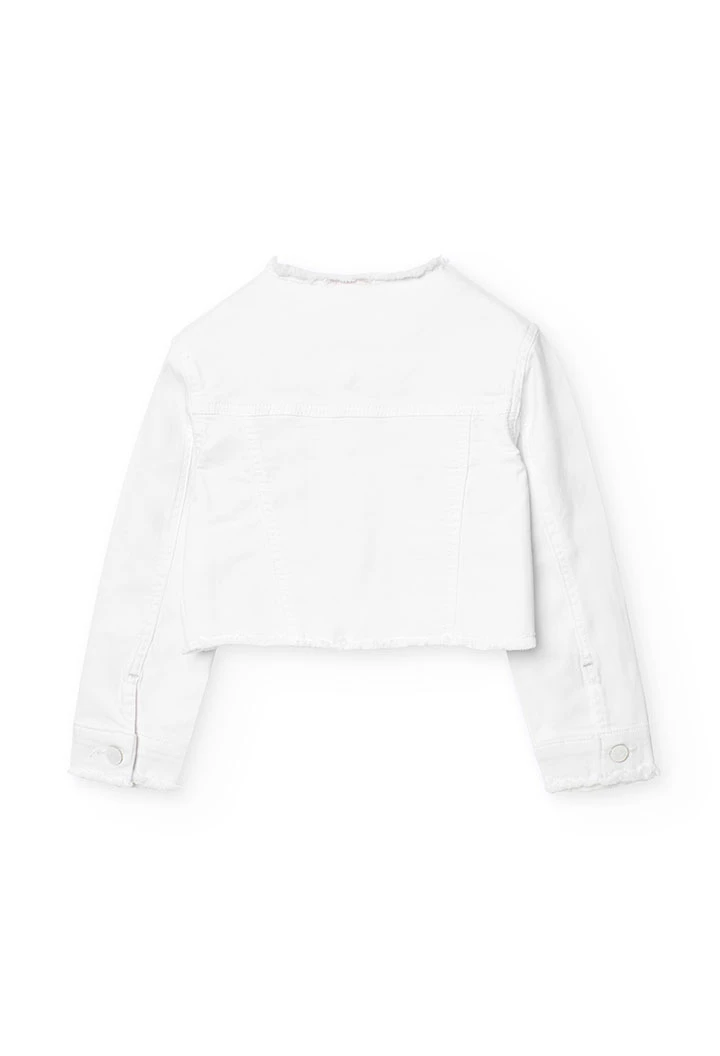 Giubbotto in tessuto elastico per bambina di colore bianco.