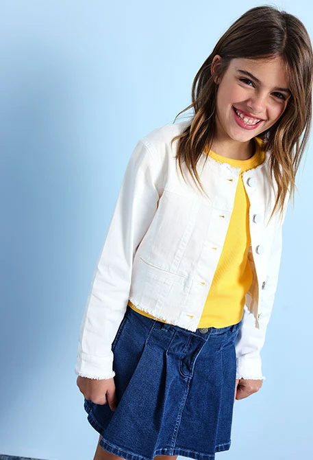 Girl's stretch twill jacket in white