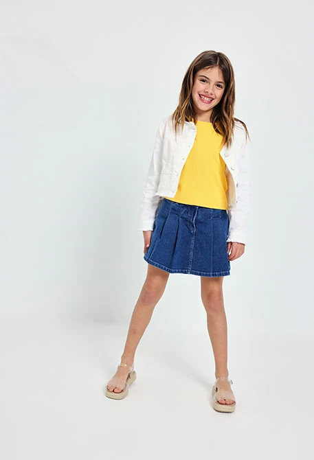 Elastische Twill-Jacke für Mädchen in Weiß