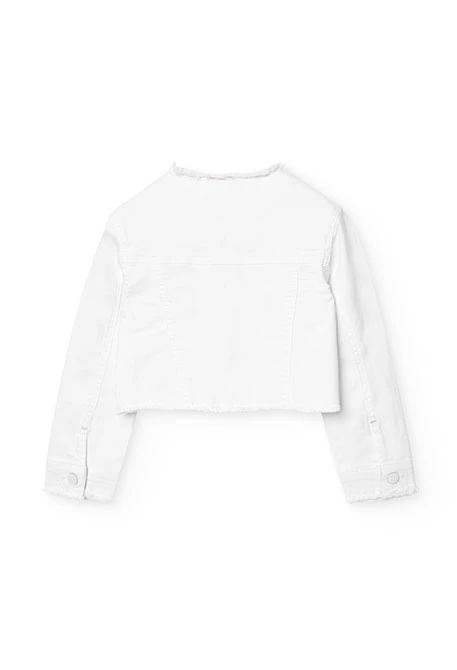 Veste en sergé extensible pour fille de couleur blanche