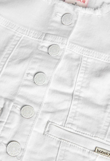 Veste en sergé extensible pour fille de couleur blanche