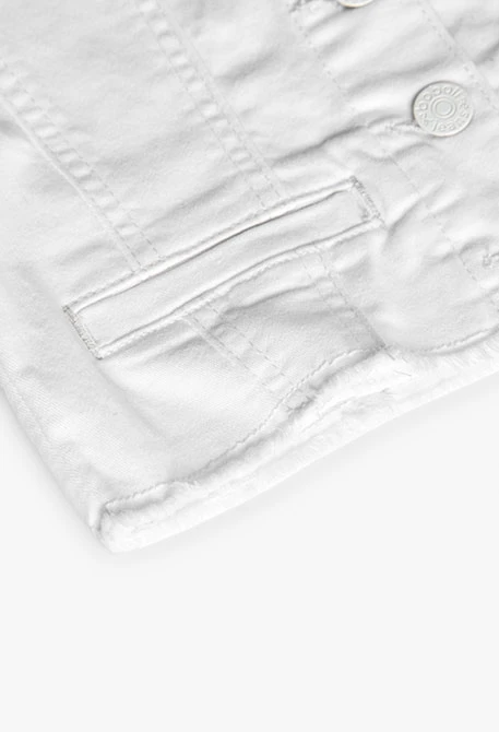 Cazadora de sarga elástica para niña en color blanca