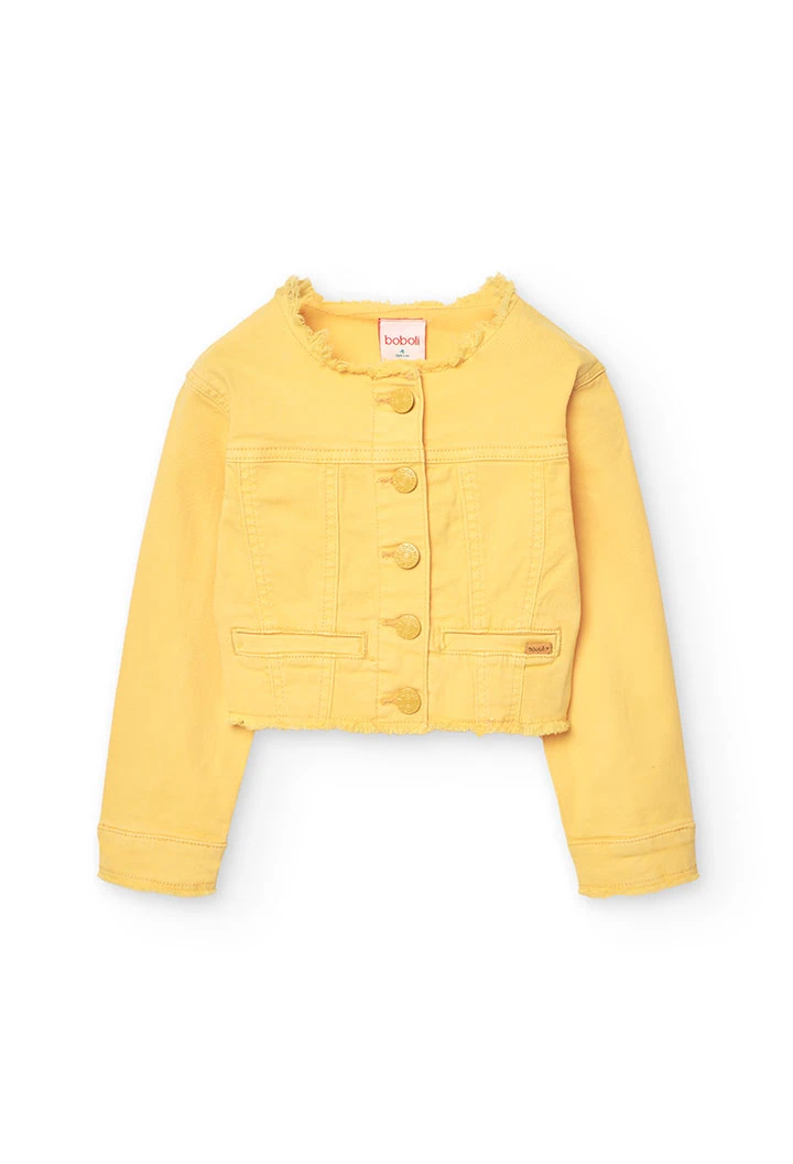 Elastic twill jacket for girls in yellow colour