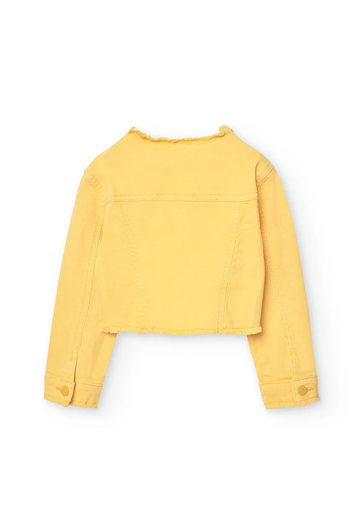 Elastic twill jacket for girls in yellow colour