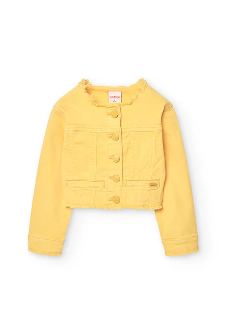 Cazadora de sarga elástica para niña en color amarillo