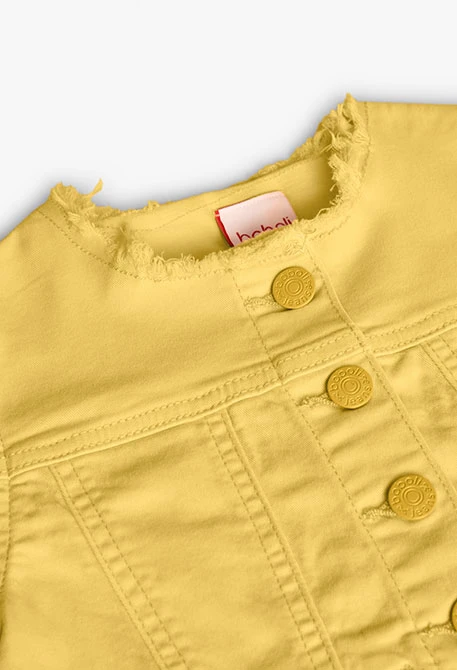 Cazadora de sarga elástica para niña en color amarillo